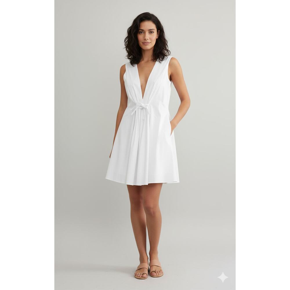 Maison Laviniaturra Italian Tie Waist White Cotton Sleeveless Dress IT 40 US S